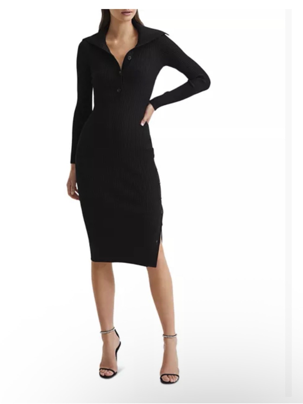 Reiss Maddison Button Collar Bodycon Dress